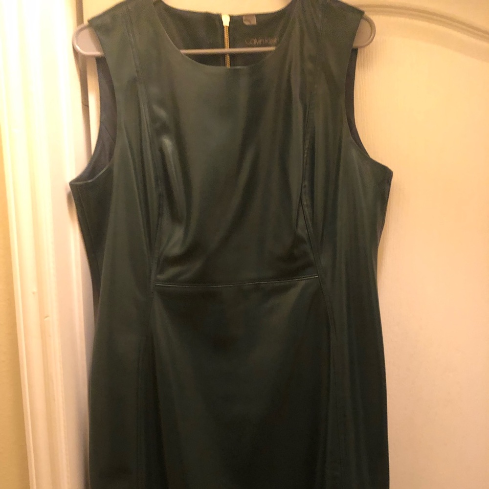 Calvin Klein vegan leather dress - Forest Green. Size 16. New without tags
